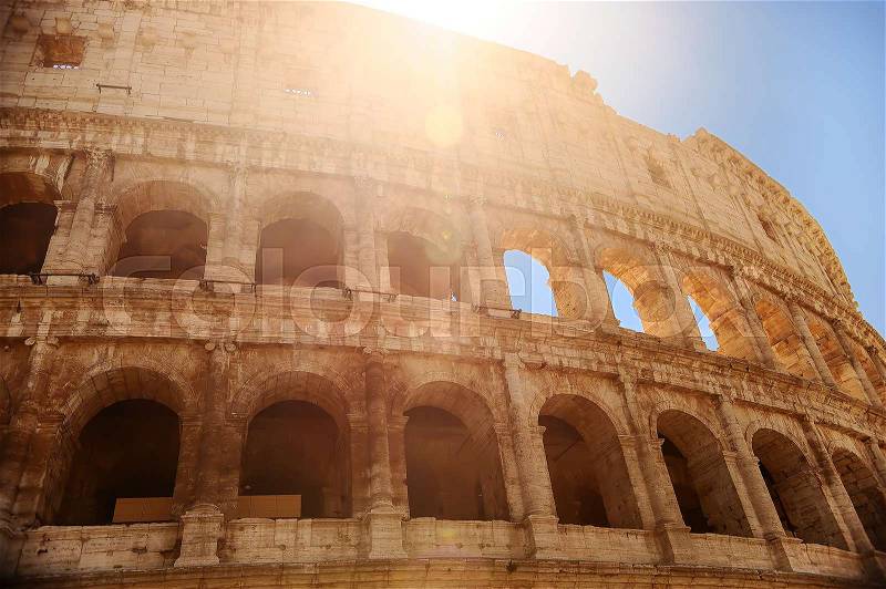 Colosseum (Coliseum) in Rome, Italy. The Colosseum is an important monument of antiquity and is one of the main tourist attractions of Rome, stock photo