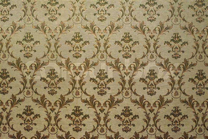 Victorian style vintage pattern on wall. Ornamental background wallpaper. Pastel tones, stock photo