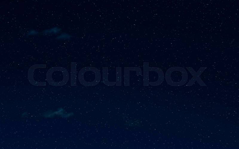 Night starry sky and clouds. Moonlight dark background and stars in the sky. Clean night backdrop. , stock photo