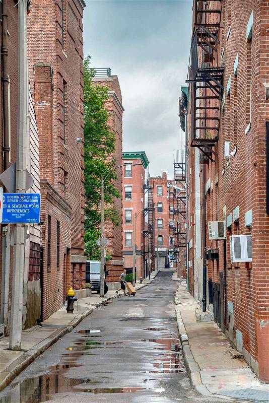 Streets of Boston city in the United States og America, stock photo