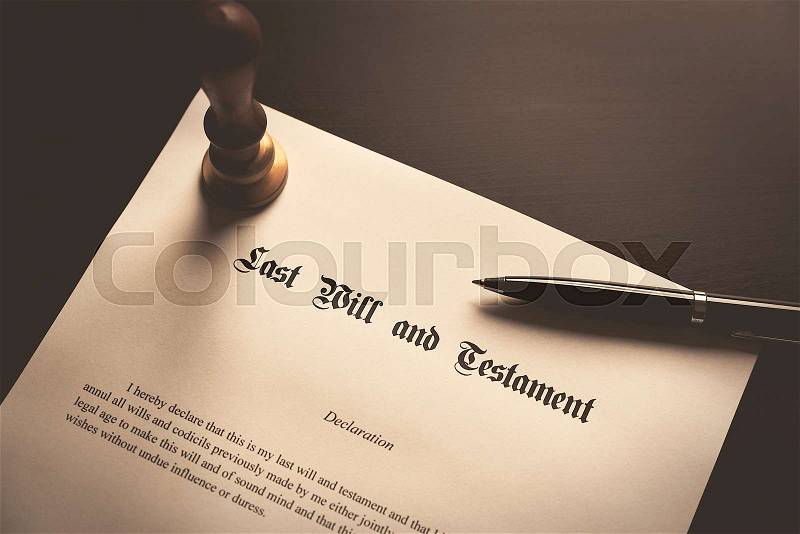 Last Will and Testament concept. Close up of fountain pen on desk, stock photo