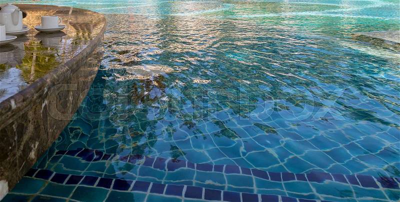 Bar swimming pool blue water , stock photo