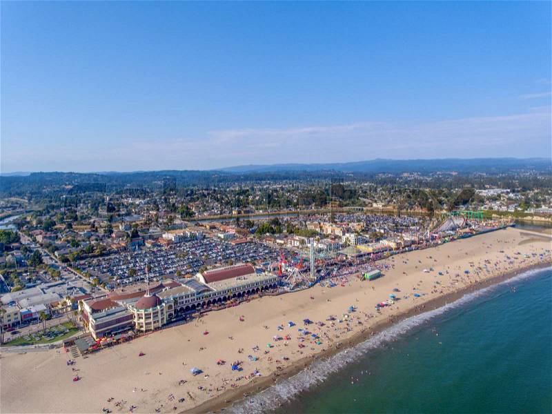 Santa Cruz, California. Beautiful panoramic aerial view of coastline, stock photo