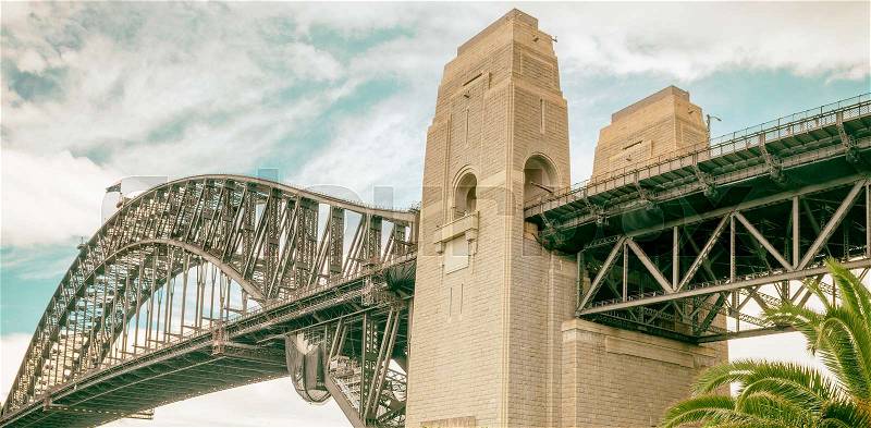 Sydney Harbor Bridge as seen from Kirribilli, stock photo