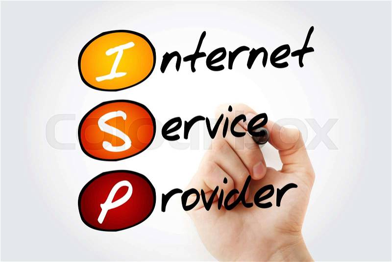 ISP - Internet Service Provider, acronym technology concept background, stock photo