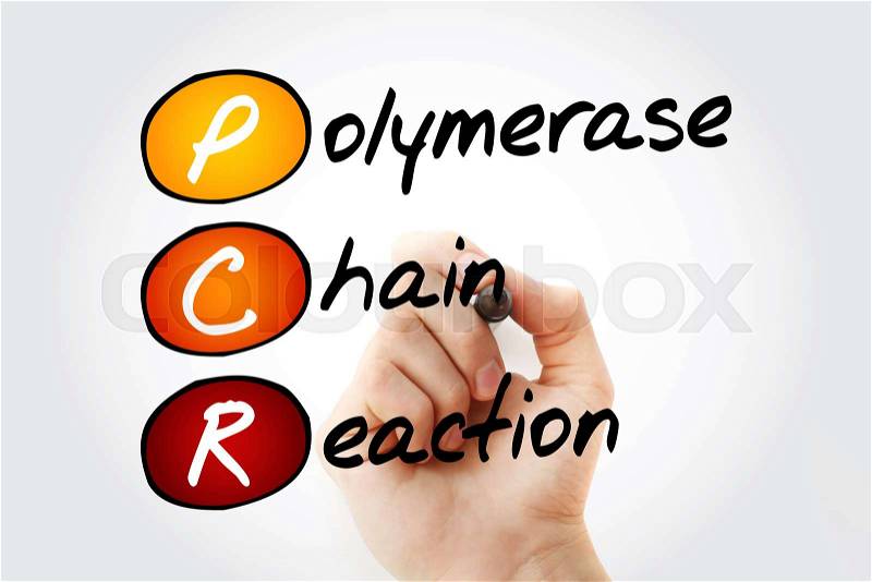 PCR - Polymerase Chain Reaction, acronym health concept background, stock photo