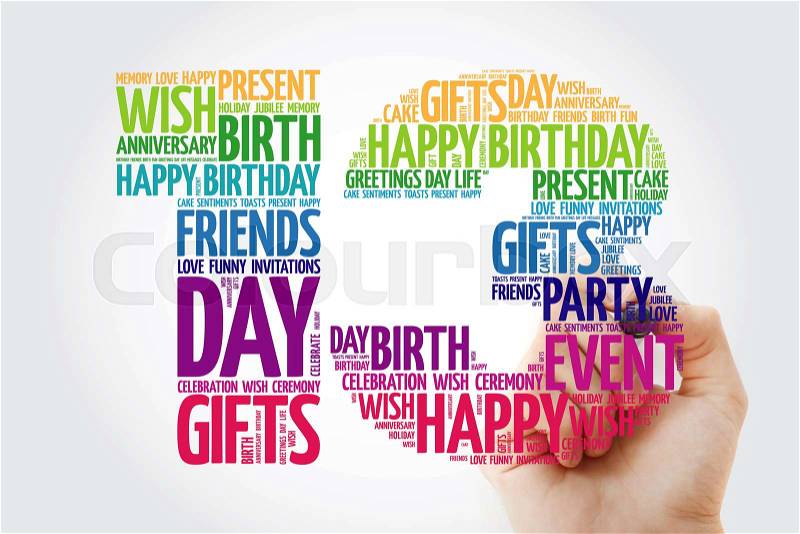Happy 13th birthday word cloud collage concept with marker, stock photo