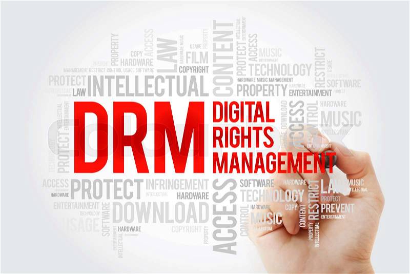 DRM - Digital Rights Management word cloud with marker, business concept background, stock photo