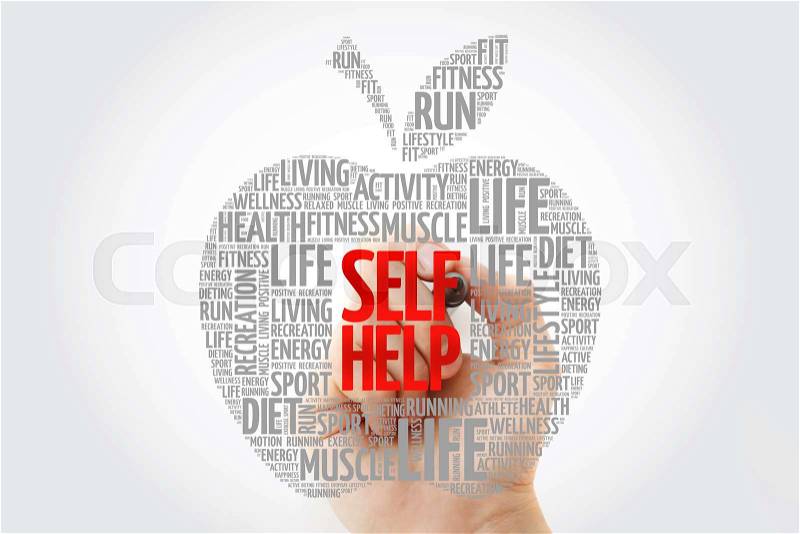 Self Help apple word cloud with marker, health concept, stock photo