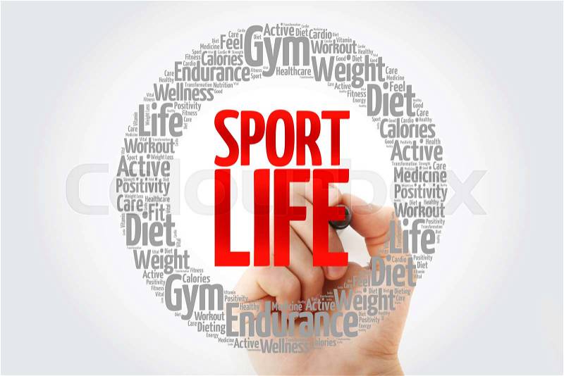 Sport Life circle stamp word cloud with marker, fitness, sport, health concept, stock photo