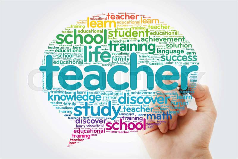 TEACHER Think Bubble word cloud with marker, business concept, stock photo