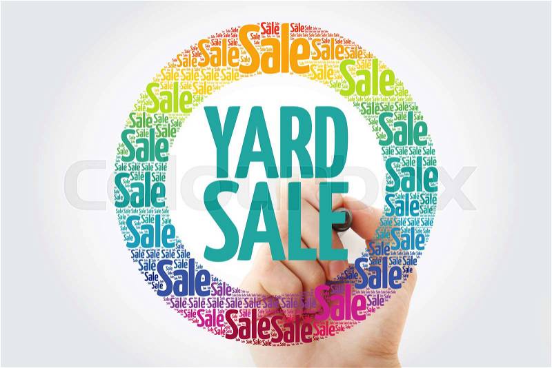 YARD SALE words cloud with marker, business concept background, stock photo