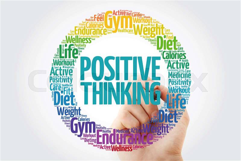 Positive thinking circle word cloud with marker, health concept, stock photo