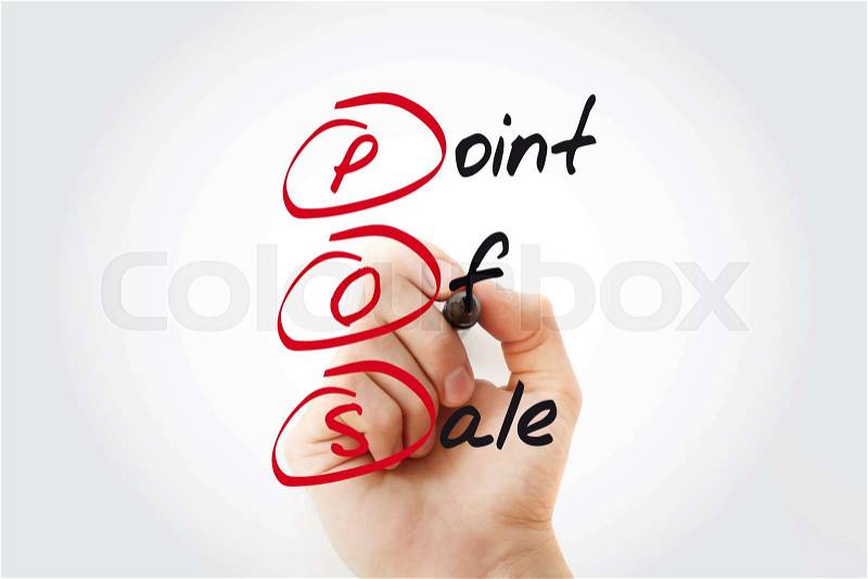 POS - Point of Sale with marker, acronym business concept, stock photo