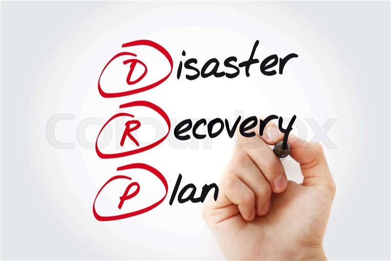 Hand writing DRP - Disaster Recovery Plan with marker, acronym business concept, stock photo