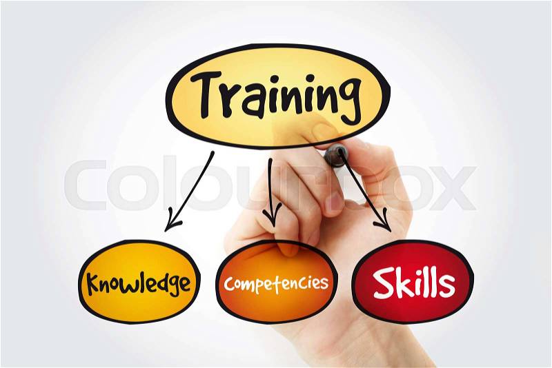 Training components mind map with marker, business concept, stock photo
