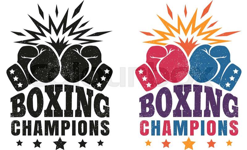 Vector vintage emblems for a boxing with gloves. Logo for boxing, vector