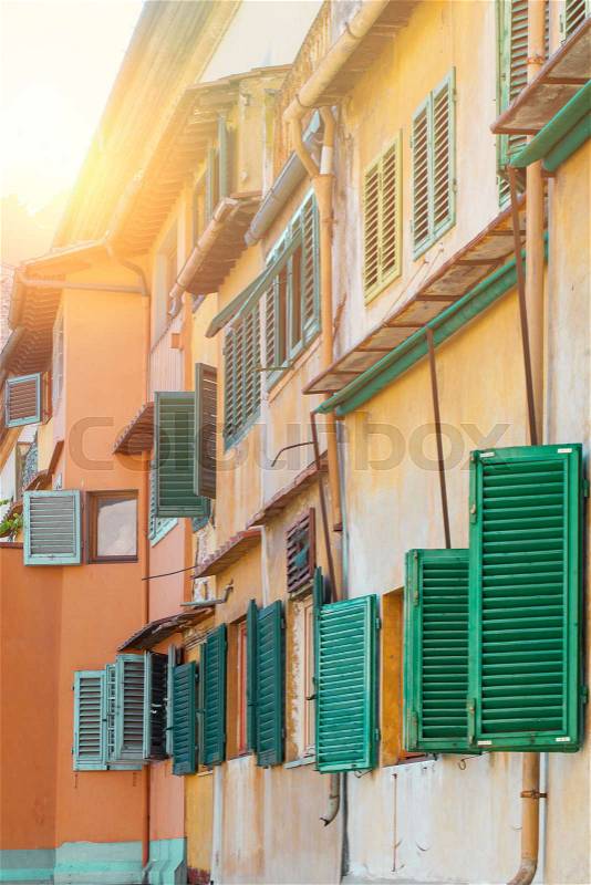 Florence street, traditional authentic house. Italy, Firenze , stock photo