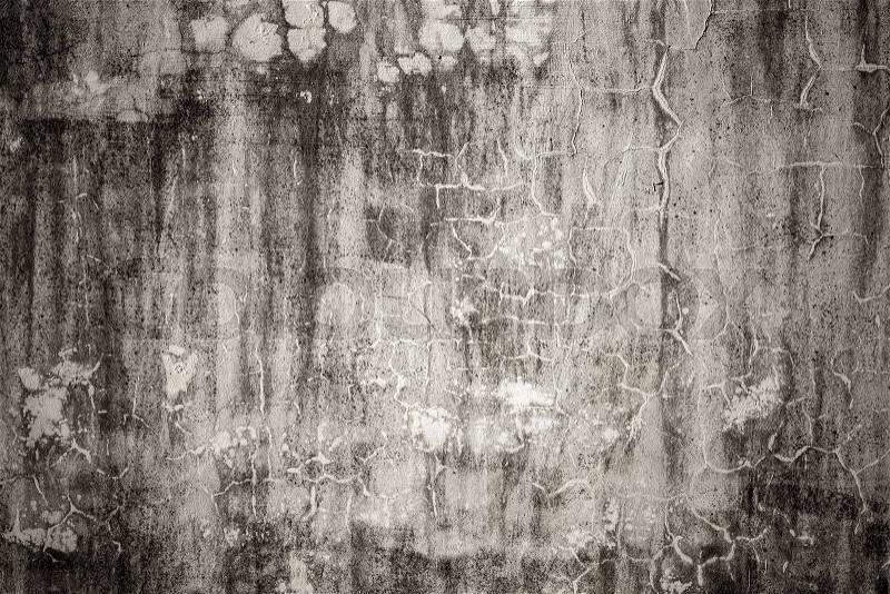 Old weathered empty concrete wall with cracks. Abstract grungy background texture, stock photo