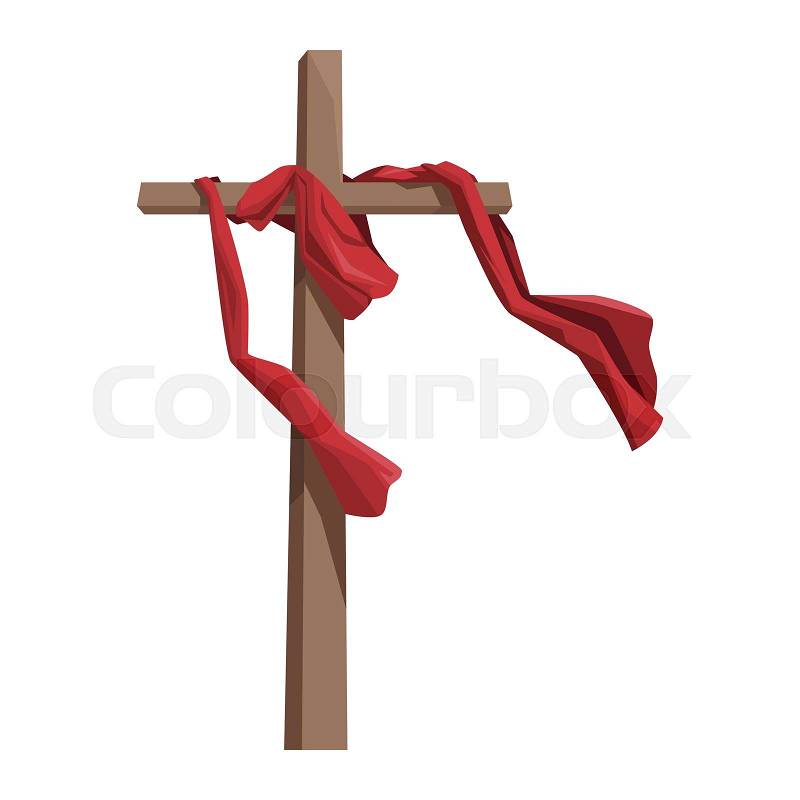 Cross with cloths catholic symbols isolated vector illustration graphic design, vector