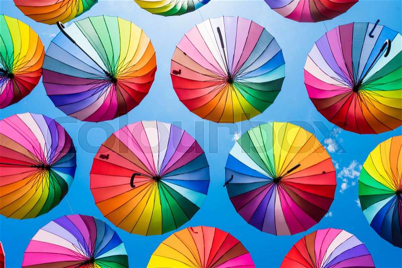 Rainbow umbrella colorful rainbow, stock photo