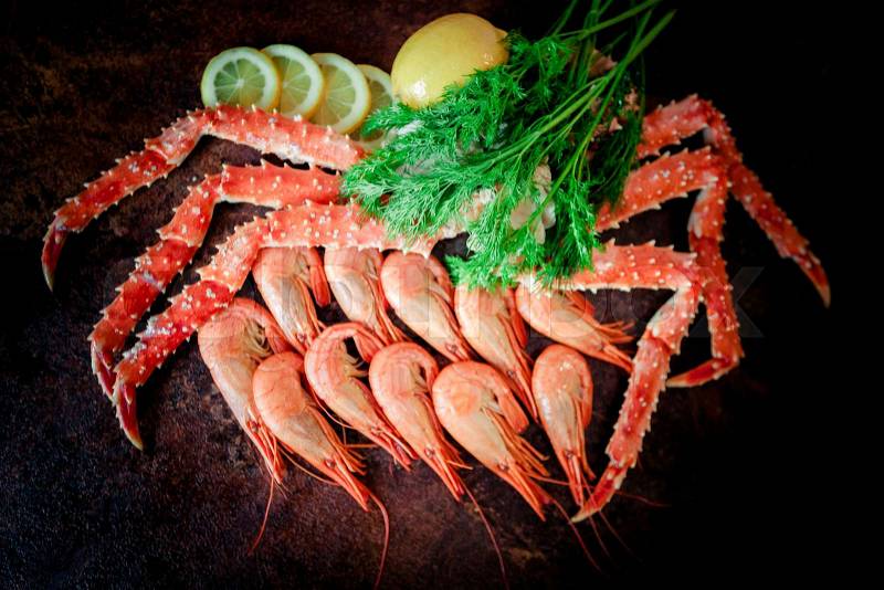 Cooked Organic Alaskan King Crab Legs, stock photo