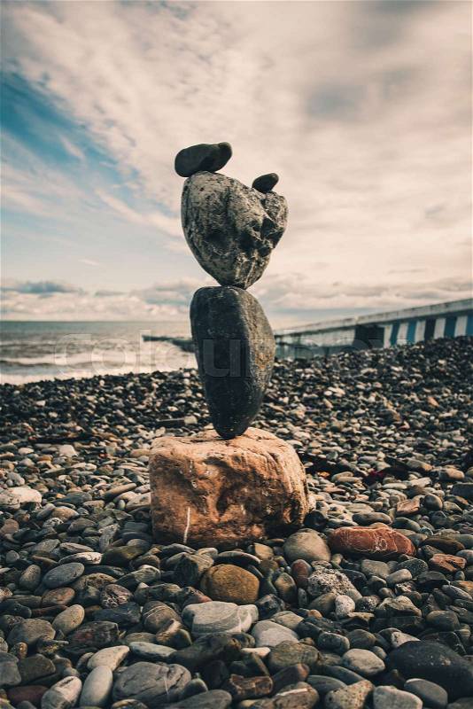 Stones balance. Well-balanced of pebbles, stock photo