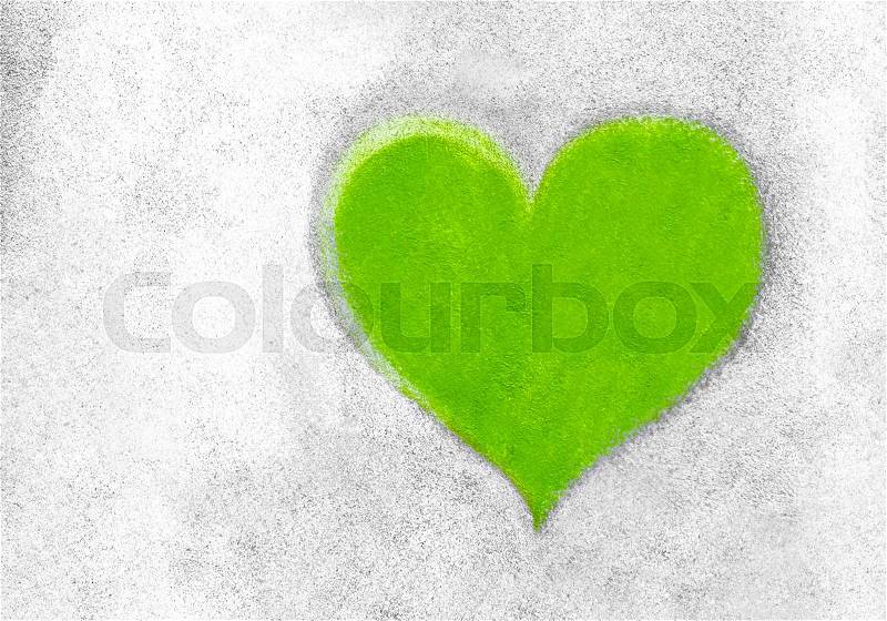 Grunge texture with green heart symbol. It can be used as a Valentine's theme, poster, wallpaper, design t-shirts and more, stock photo
