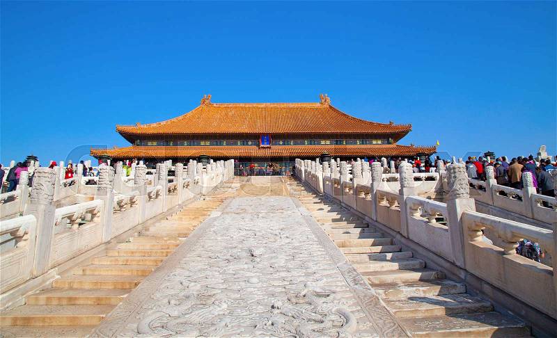 BEIJING, CHINA - OCTOBER 14, 2017: The Forbidden City (Palace museum), the Chinese imperial palace from the Ming dynasty to the end of the Qing dynasty (1420 to ..., stock photo
