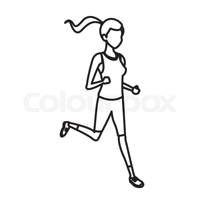 Sport girl jogging athletic fitness image vector illustration, vector