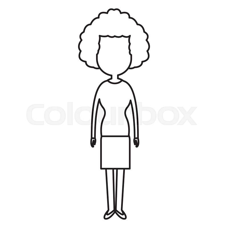 People woman character standing line vector illustration, vector