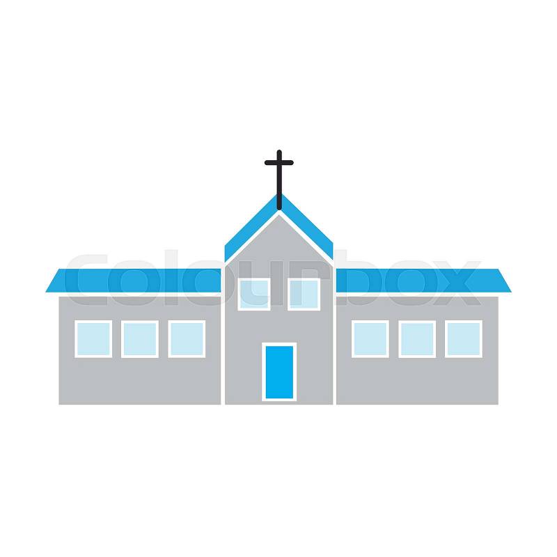 Christian church building religion concept vector illustration, vector