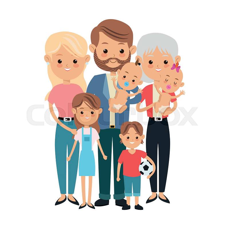 Cute people family members together happiness vector illustration, vector