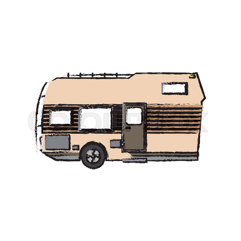 Trailer camping transport recreation tourism vector illustration, vector