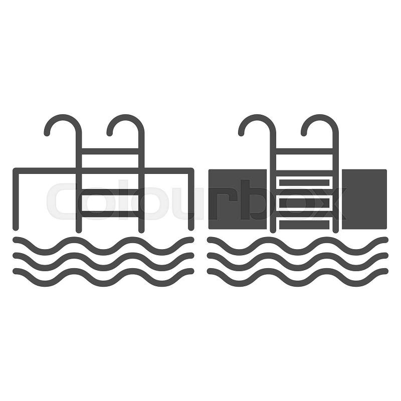 Pool line and glyph icon. Swimming pool vector illustration isolated on white. Ladder and water outline style design, designed for web and app. Eps 10, vector