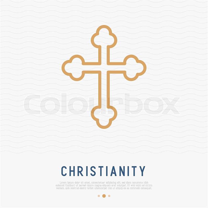 Christian cross thin line icon. Modern vector illustration of religion symbol, vector