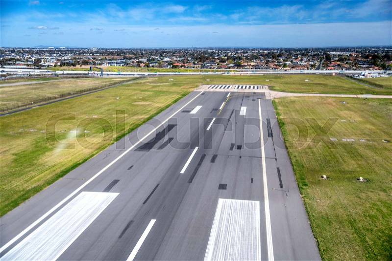 Aerial view of airport runway, stock photo