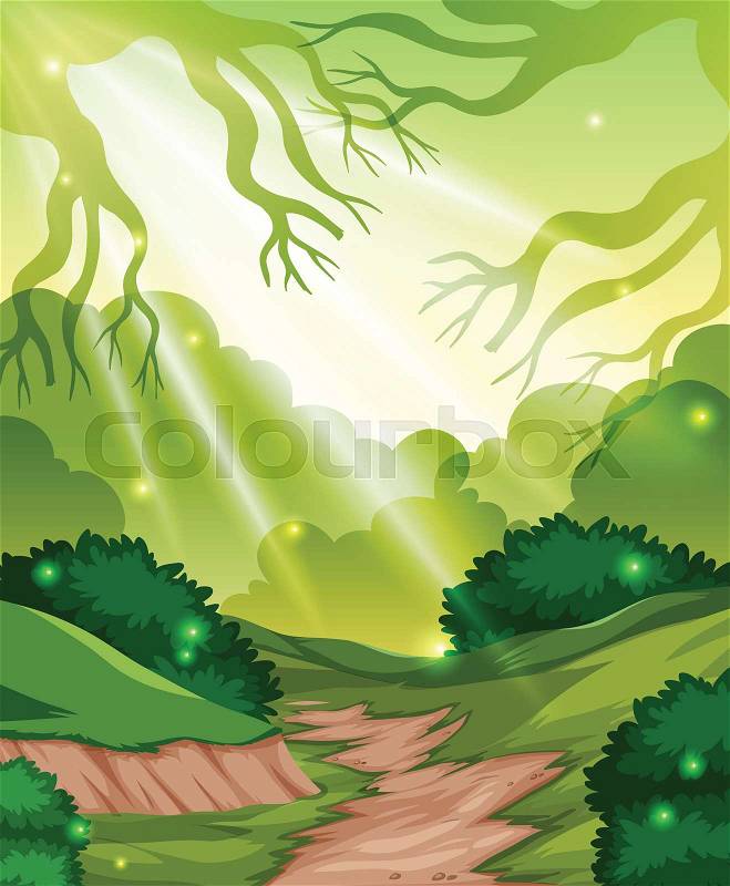 A green forest background illustration, vector