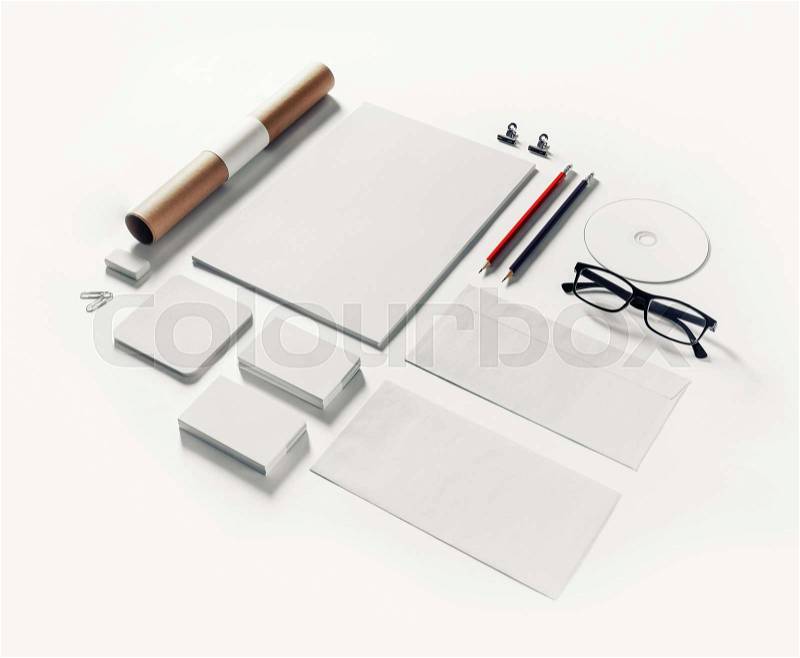Blank stationery set on paper background. Template for branding identity. For graphic designers portfolios, stock photo