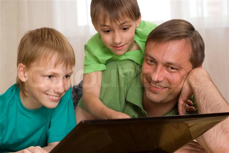 Father with his sons, stock photo