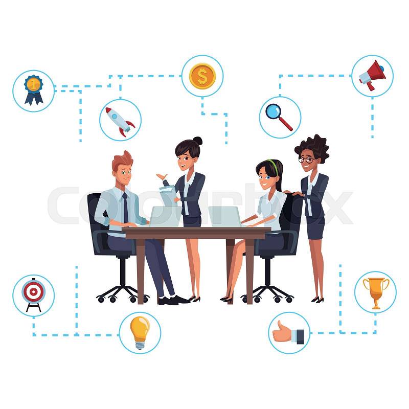 Business teamwork networking vector illustration graphic design, vector
