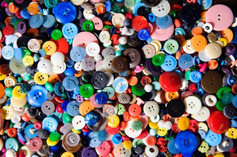 Sewing buttons, Plastic buttons, Colorful buttons background Buttons, stock photo