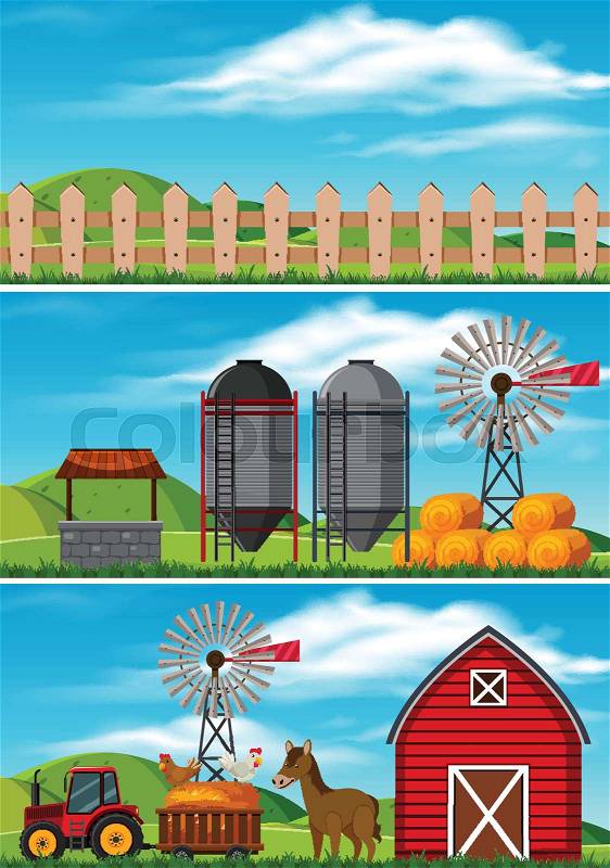 A Beautiful Countryside Farming Landscape illustration, vector