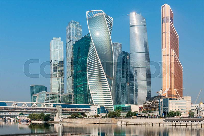 Towers Moscow City skyscrapers of the city - a beautiful futuristic landmark, stock photo