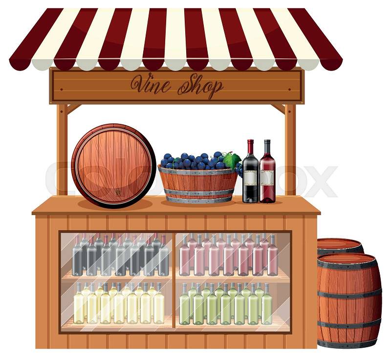 A wine shop stall illustration, vector