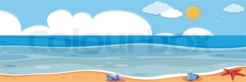 A panorama ocean landscape illustration, vector