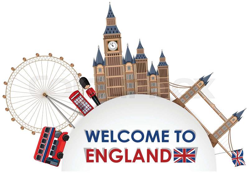 An London Tourist Attraction Template illustration, vector