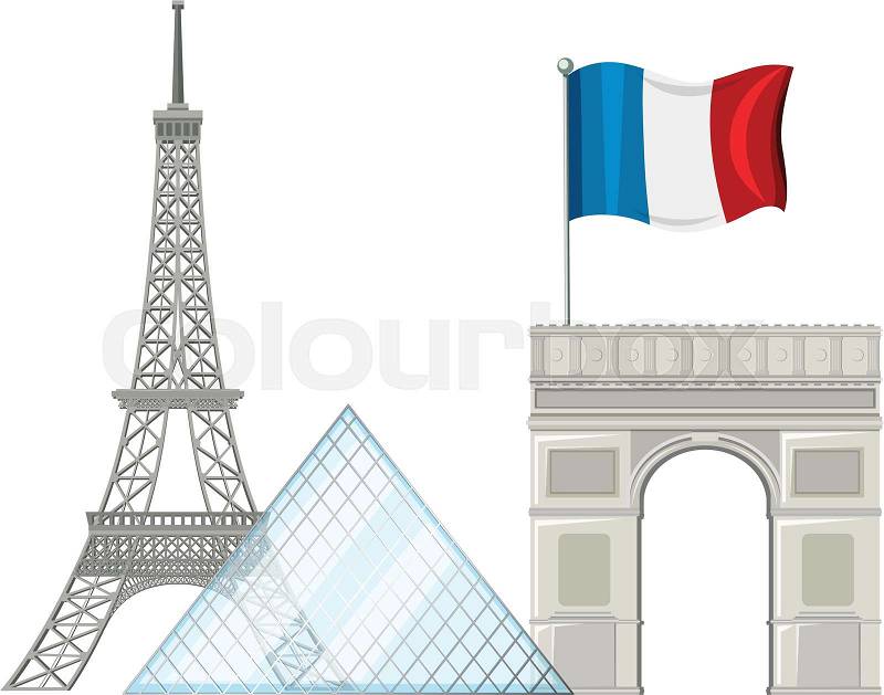 Paris France Tourist Attraction Element illustration, vector