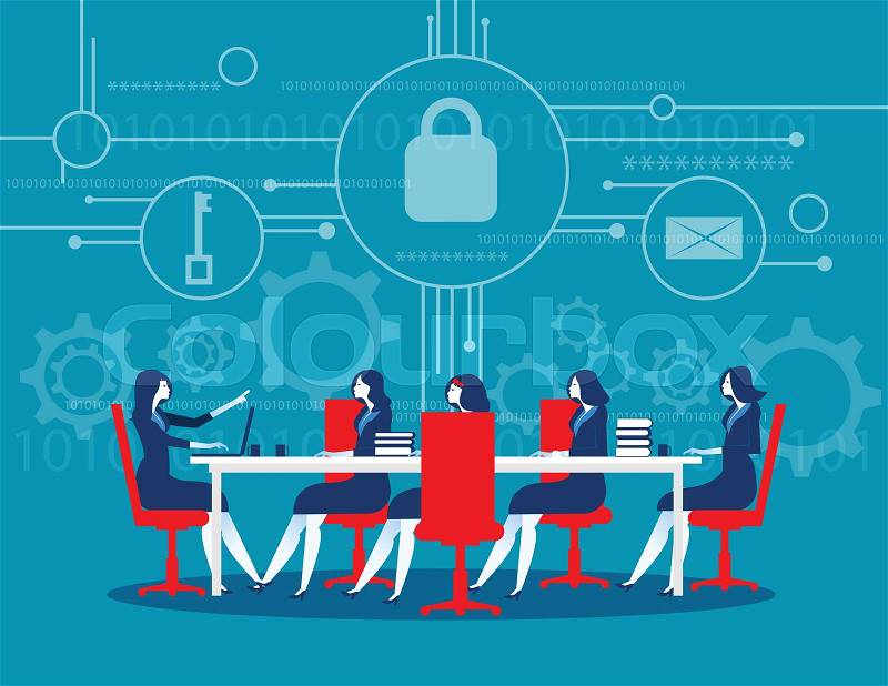 Cyber security. Business meeting security. Concept business technology vector illustration. , vector