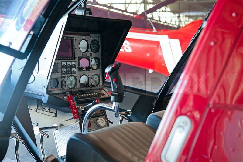 Dashboard of the modern helicopter, stock photo